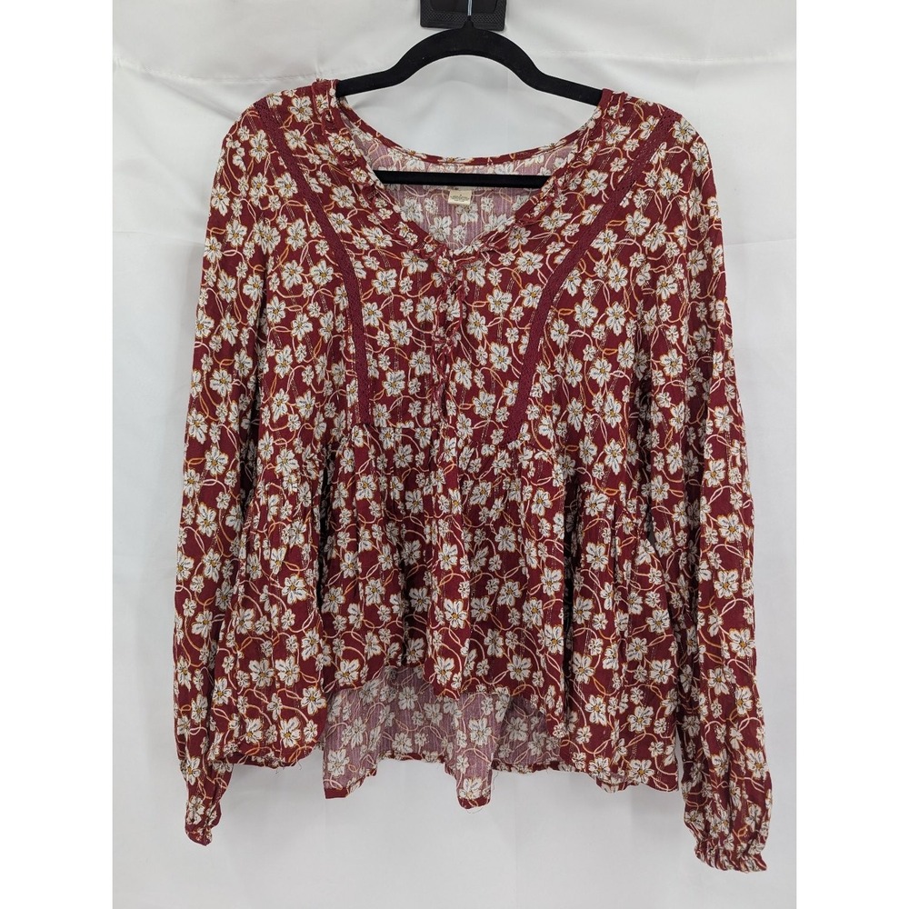 Band of Gypsies Blouse S Burgundy Floral Lace Whimsigoth Boho Witchy NWT